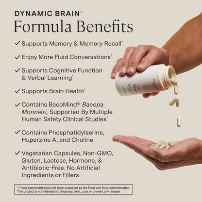 Stonehenge Health Dynamic Brain | Bacopa Supplement for Memory and Focus Brain Supplements for Memory and Focus Nootropic Retention Cognitive Support Phosphatidylserine DHA Choline Huperzine A
